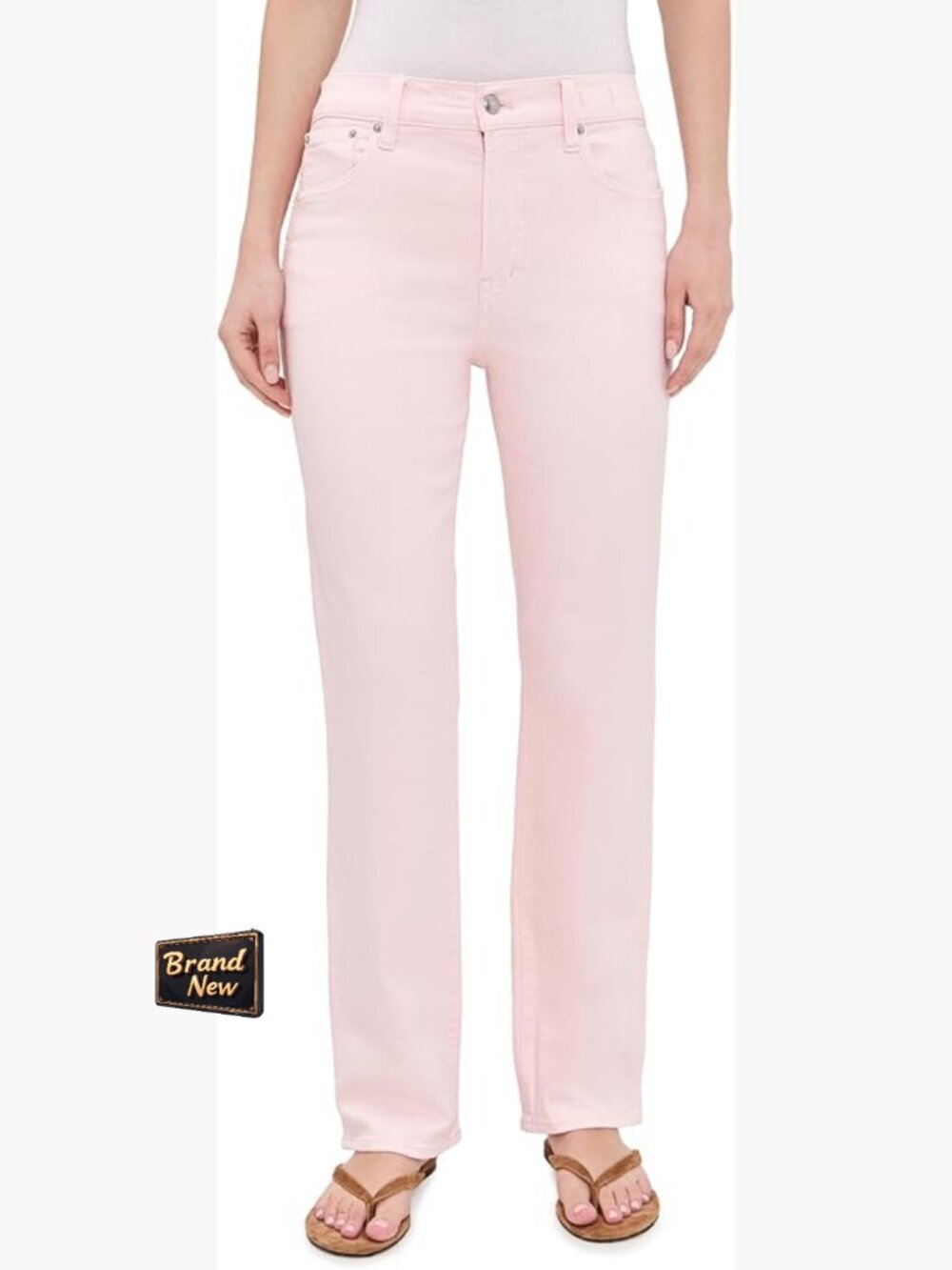 Straight Leg Jeans Longline Mid-Rise Stretch Denim